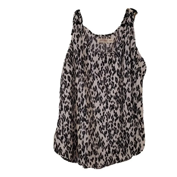 Faded Glory Tops - 060) Faded Glory Blouse Shell Leopard Med 8 10 Black White Animal Print
